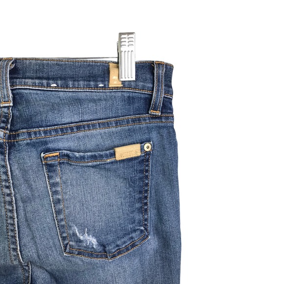 7 For All Mankind Women's The Ankle Skinny Jeans Mid-Rise Blue Denim Cotton 26 - Picture 6 of 14